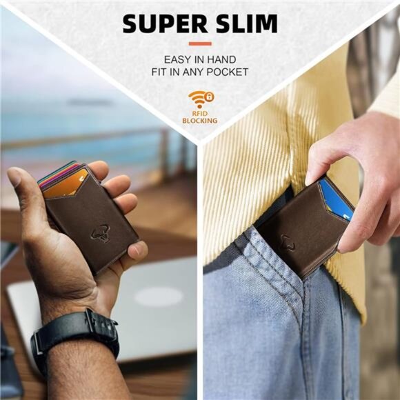 Slim Front Pocket Wallet for Men - Gift Boxed, Money Clip, Card‎ Holder, 3.8x2.7 - Picture 7 of 8